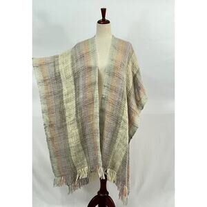 MANOS DEL URUGUAY OS S M L Virgin Wool Pastel Wrap Poncho Shawl Fringe Open NWT